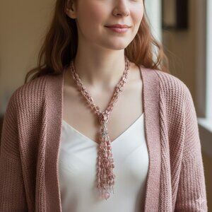 Long Pink Beaded Necklace